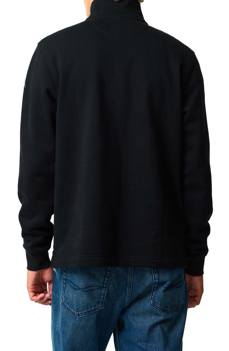 Rodd & Gunn Jubilee Embroidered Logo Cotton French Terry Quarter Zip Pullover, Alternate, color, Onyx