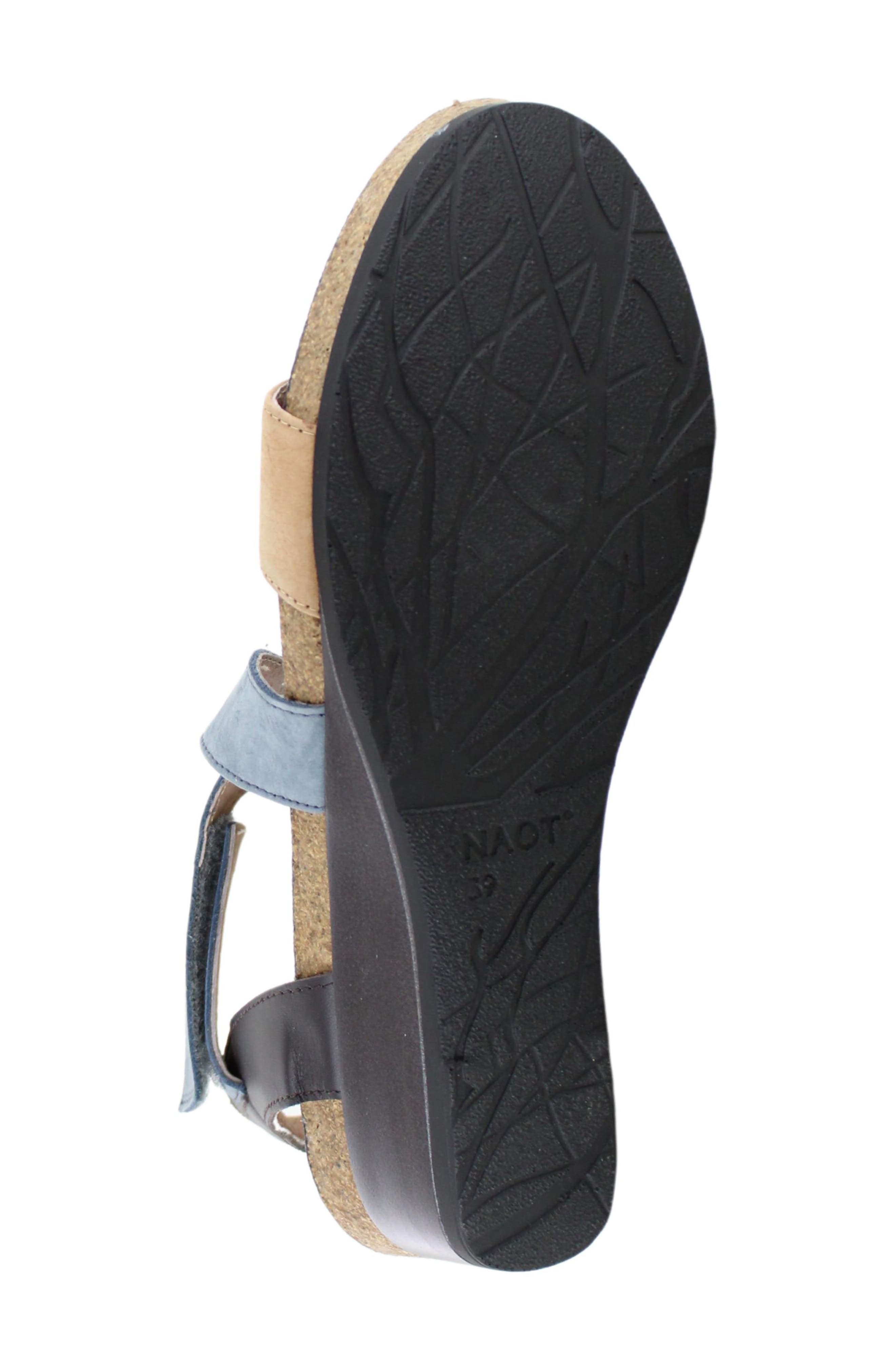 Naot Vixen Wedge Sandal, Alternate, color, Nude Nubuck Feather Blue