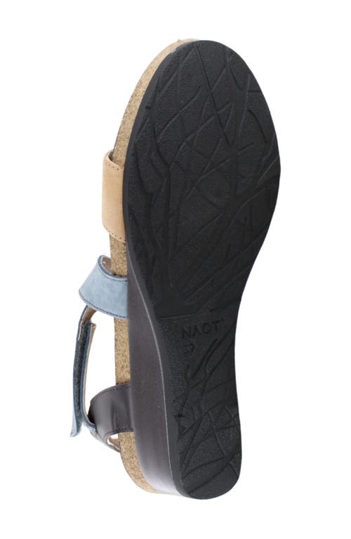 Naot Vixen Wedge Sandal In Nude Nubuck Feather Blue