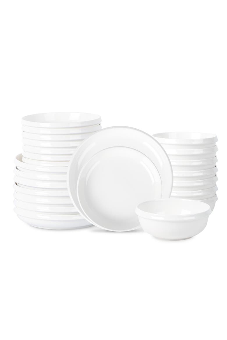 Verso Porcelain 24-Piece Dinnerware Set, Main, color, White