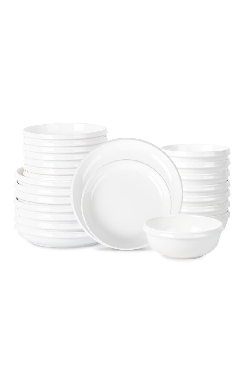 Stone Lain Verso Porcelain 24-Piece Dinnerware Set, Main, color, White