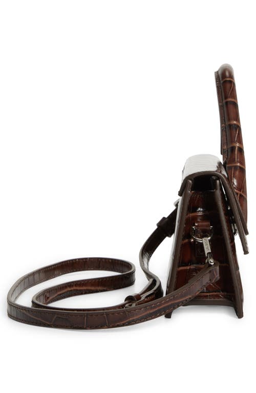 Jacquemus Le Chiquito Long Croc Embossed Leather Top Handle Bag In Dark Brown