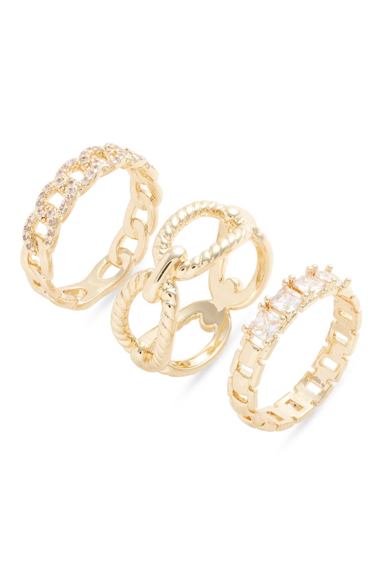 Set of 3 Stackable Rings, Main, color, CLEAR- GOLD