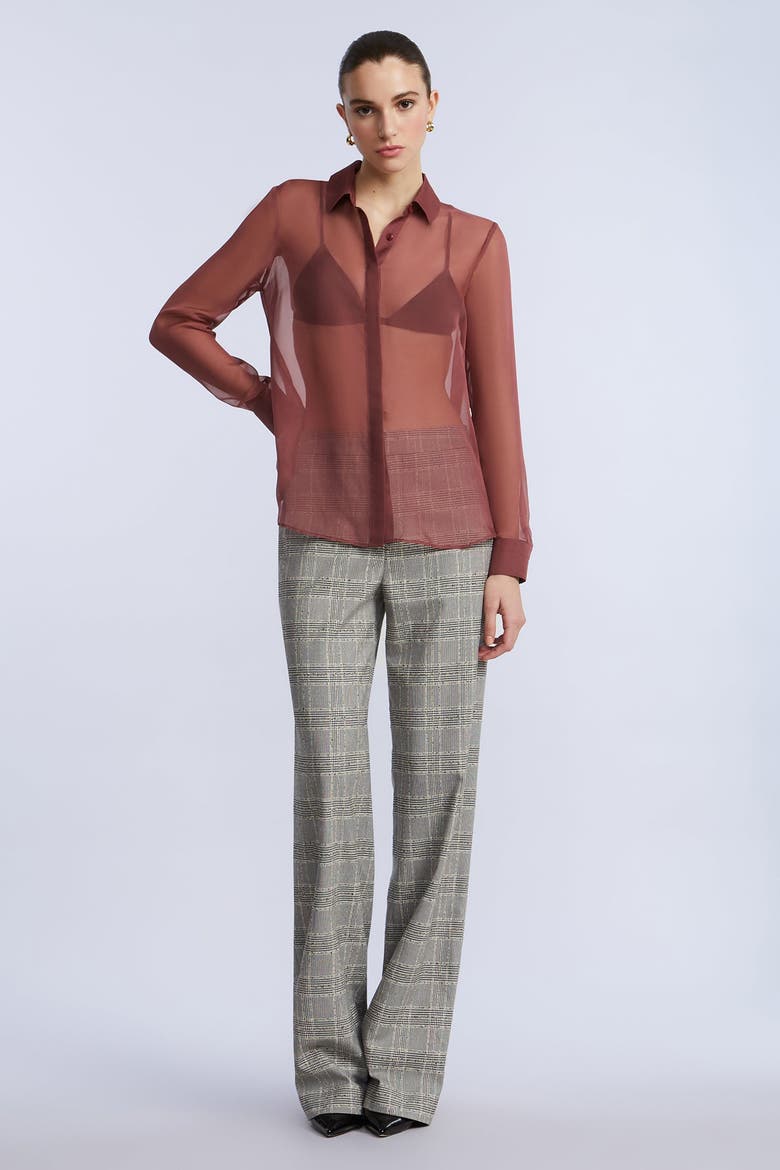 Chiffon Button Down, Alternate, color, Renaissance Rose