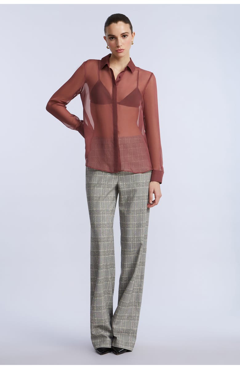 BCBGMAXAZRIA Chiffon Button Down, Alternate, color, Renaissance Rose