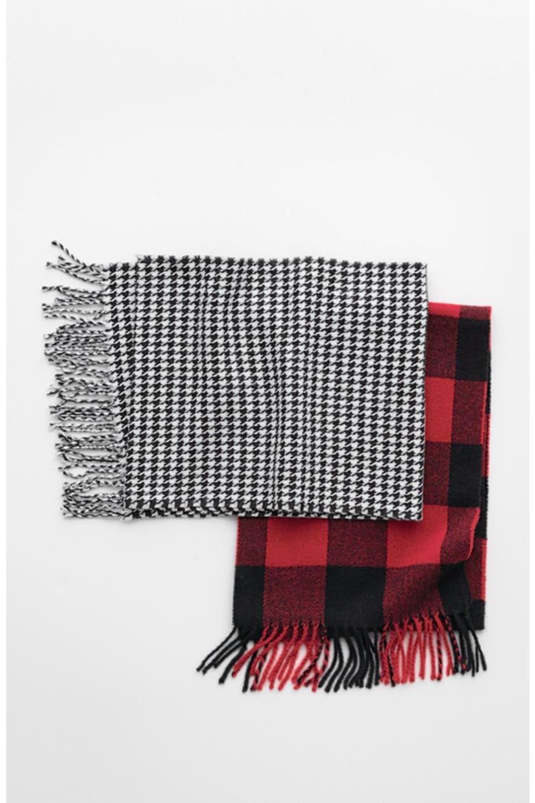 Red Check Knit Scarf, Alternate, color, RED/ BLACK