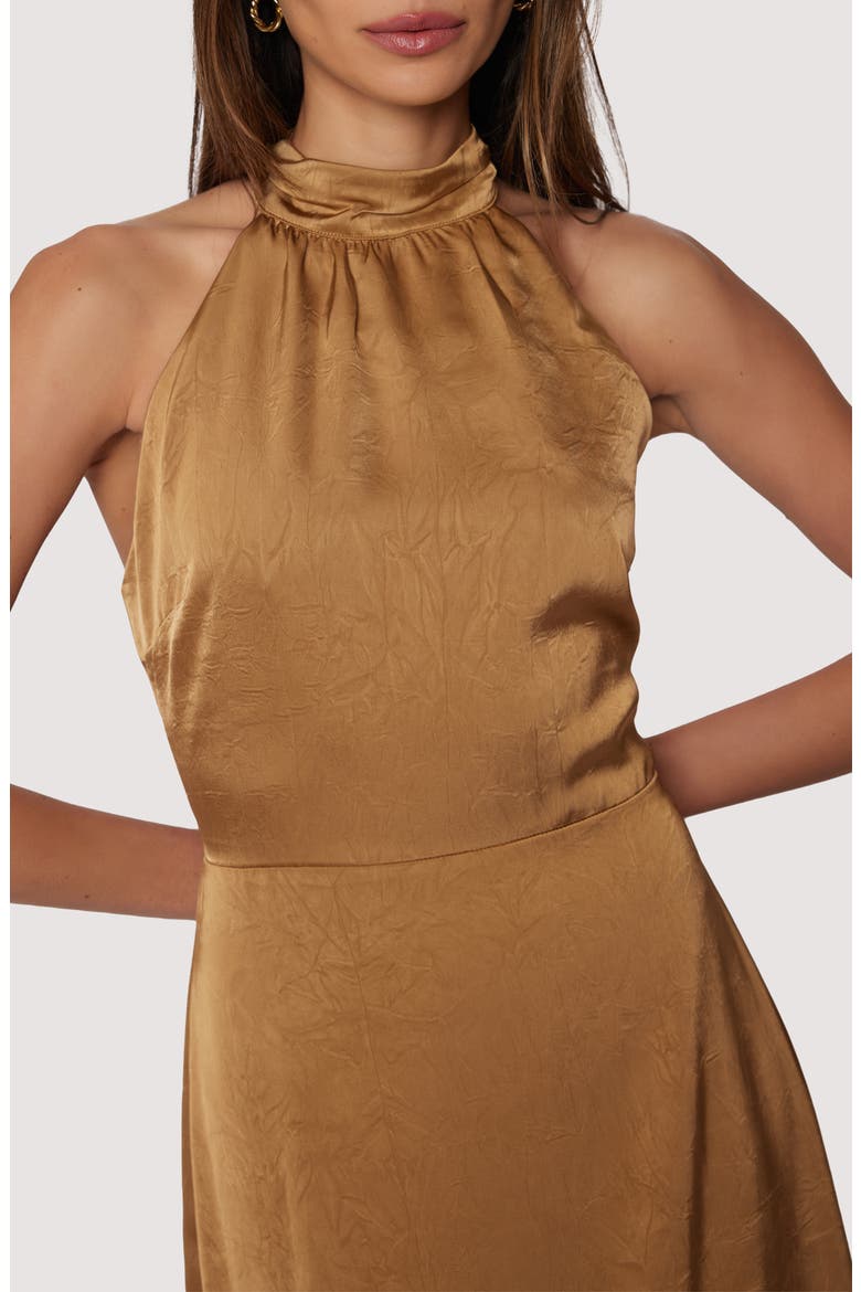 Starlit Sleeveless Satin Maxi Dress, Alternate, color, BRASS