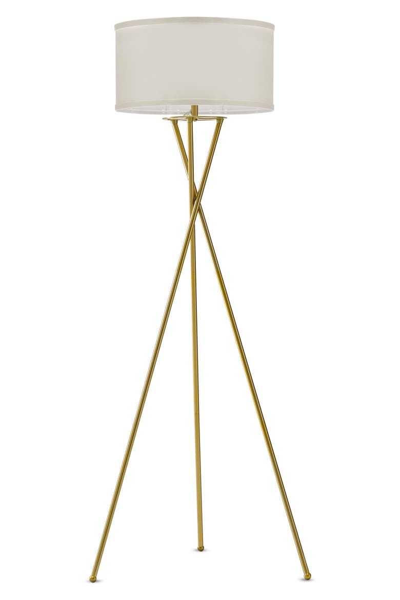 Jaxon 60' Smart Home Compatible LED Twisted Tripod Floor Lamp, Main, color, BRASS