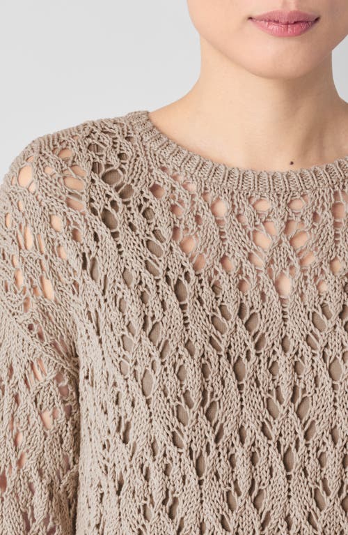 Eileen Fisher Crewneck Organic Cotton Sweater In Beige