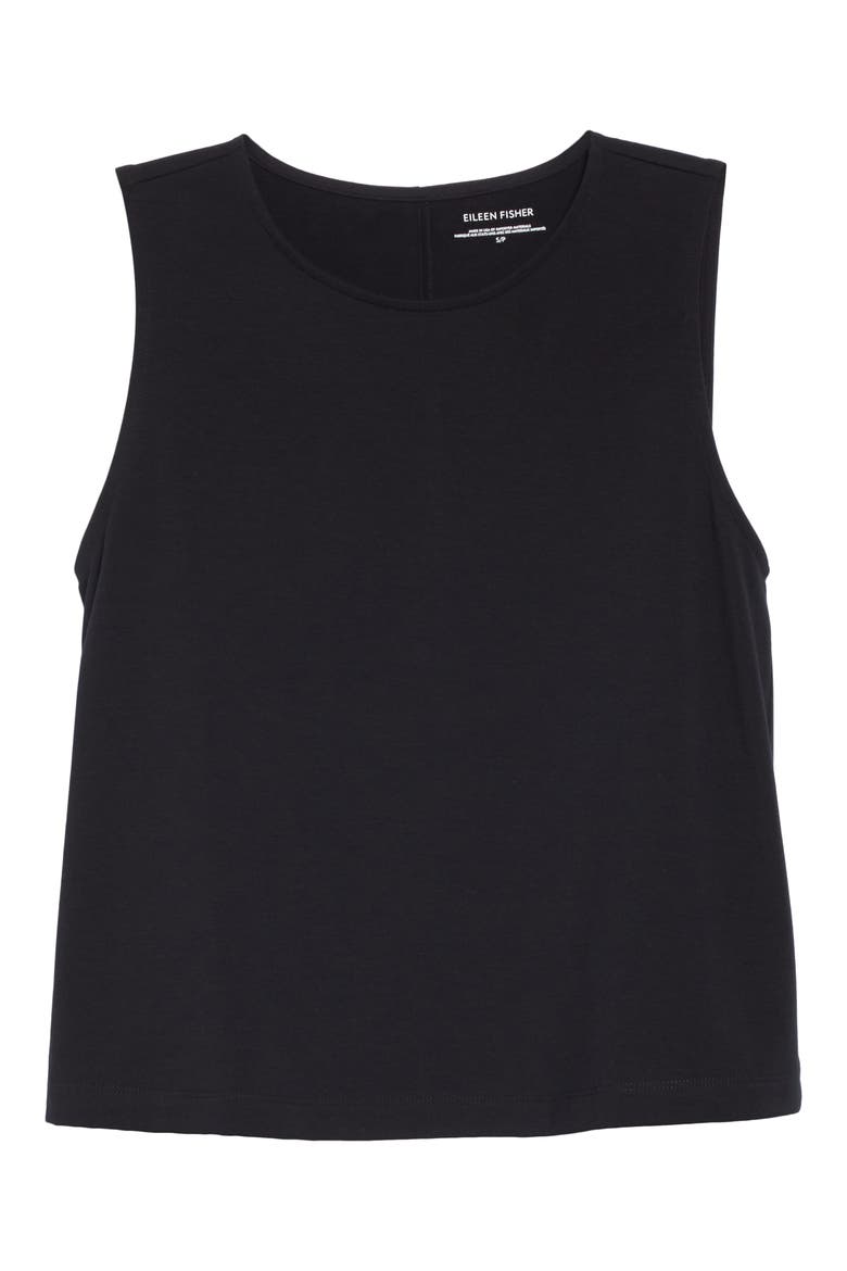 Stretch Cotton Tank, Alternate, color, BLACK