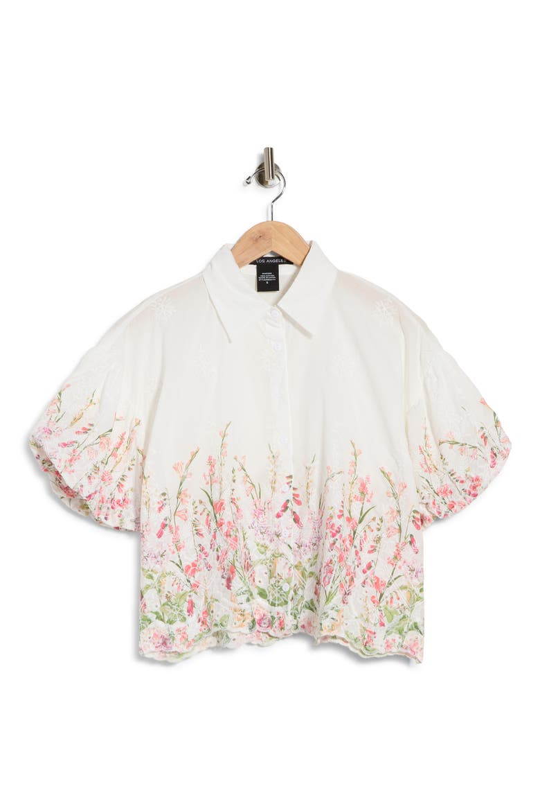 Puff Sleeve Print Top, Alternate, color, WHITE