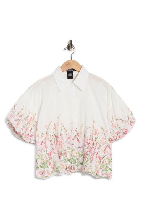 Puff Sleeve Print Top