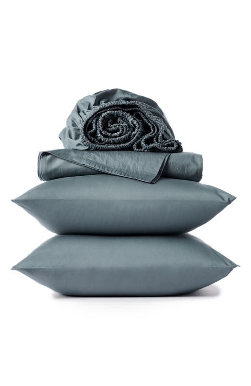 Coyuchi Cloud Soft 320 Thread Count Organic Cotton Sateen Sheet Set In Gulf