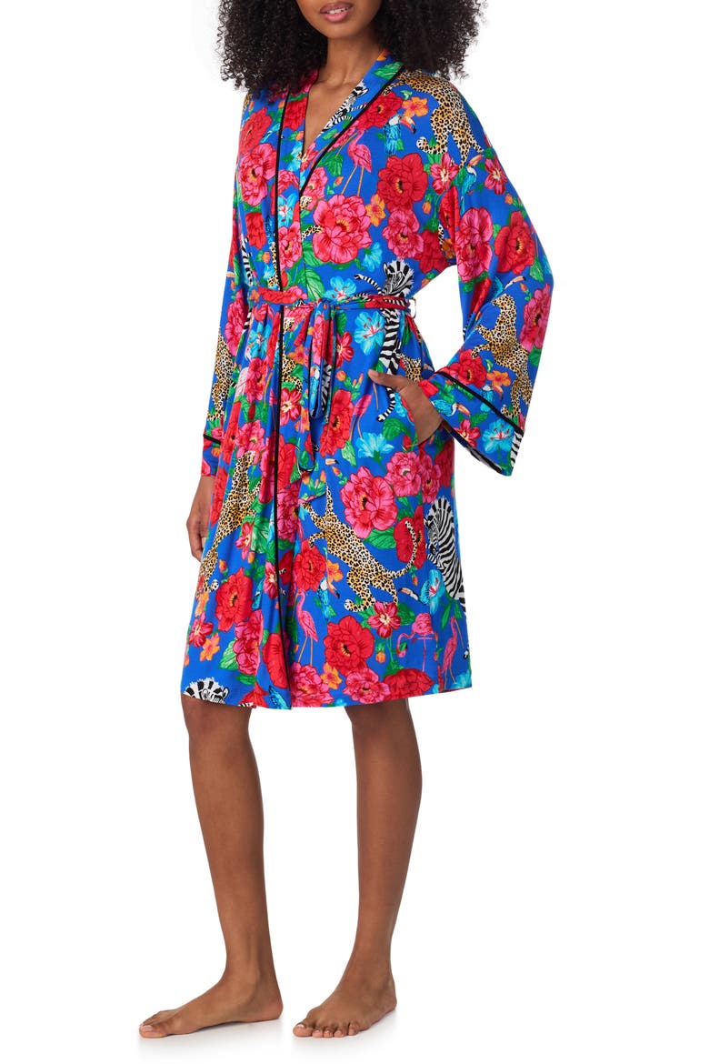 Print Longline Robe, Alternate, color, BLUE FLORAL