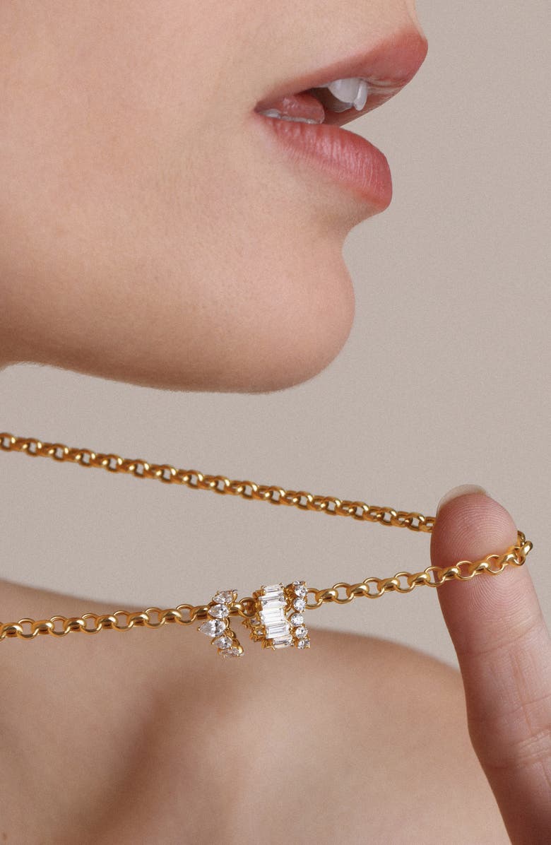 Adina Reyter Lab Grown Diamond Baguette Tiara Big Bead Charm, Alternate, color, 14K Yellow Gold