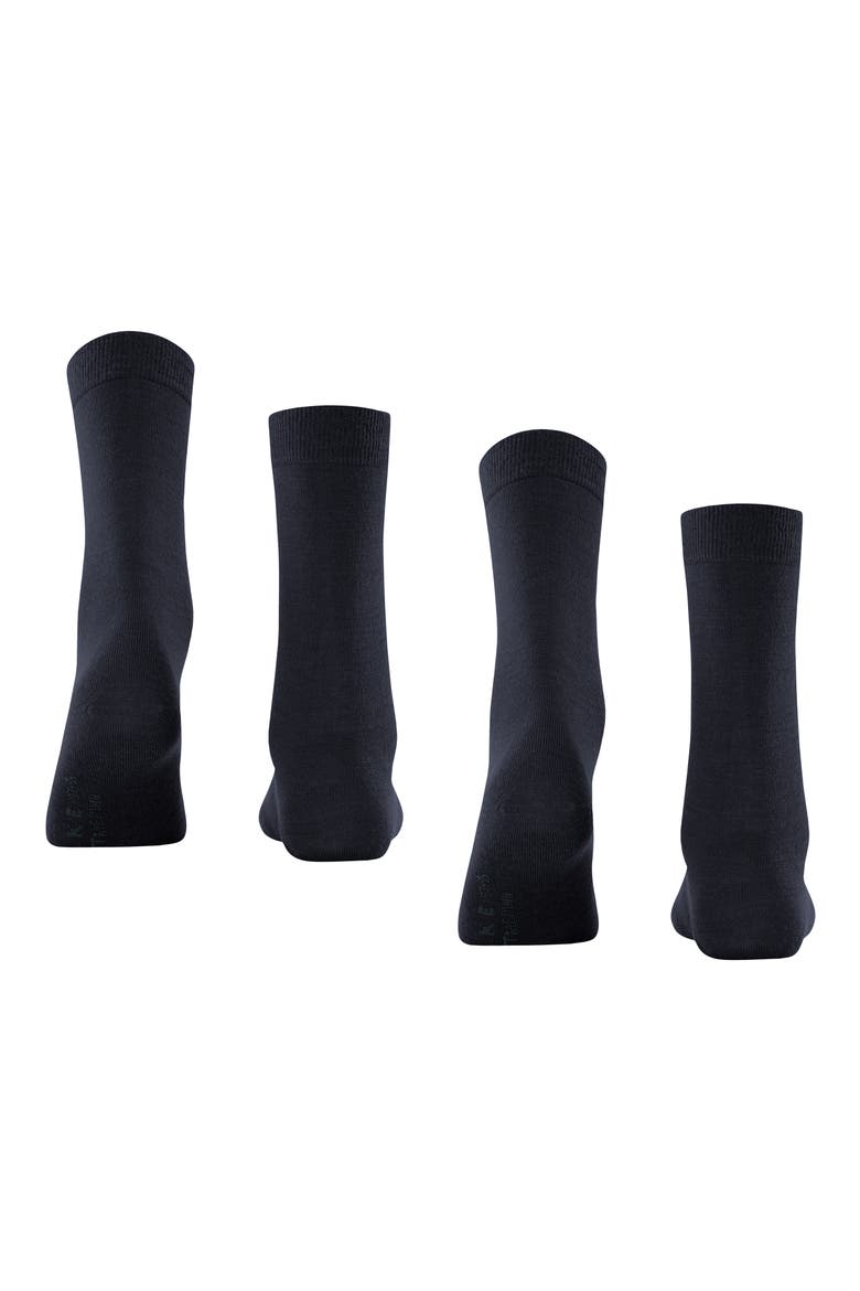 Softmerino 2-Pack Virgin Wool & Cotton Blend Crew Socks, Alternate, color, DARK NAVY