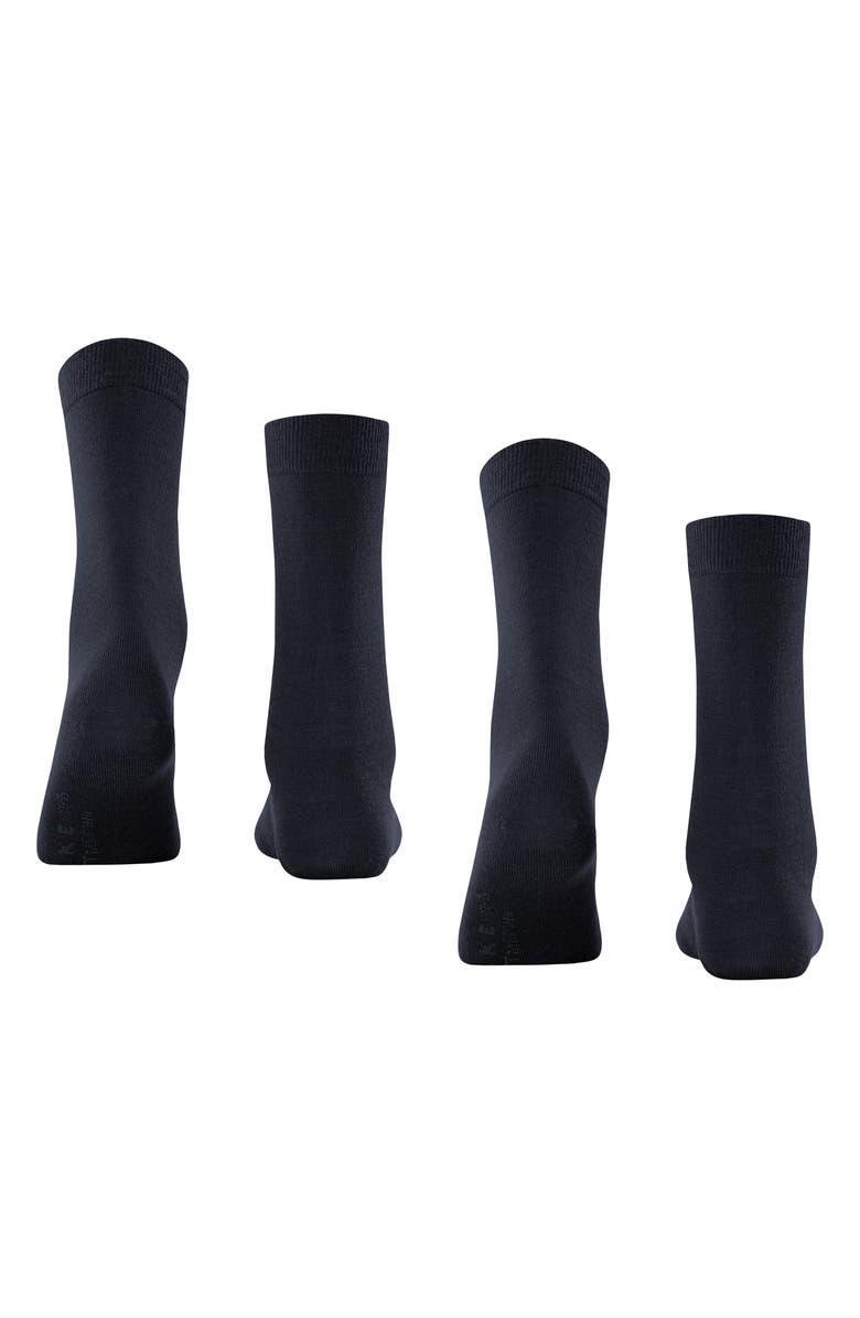 Falke Softmerino 2-Pack Virgin Wool & Cotton Blend Crew Socks, Alternate, color, Dark Navy