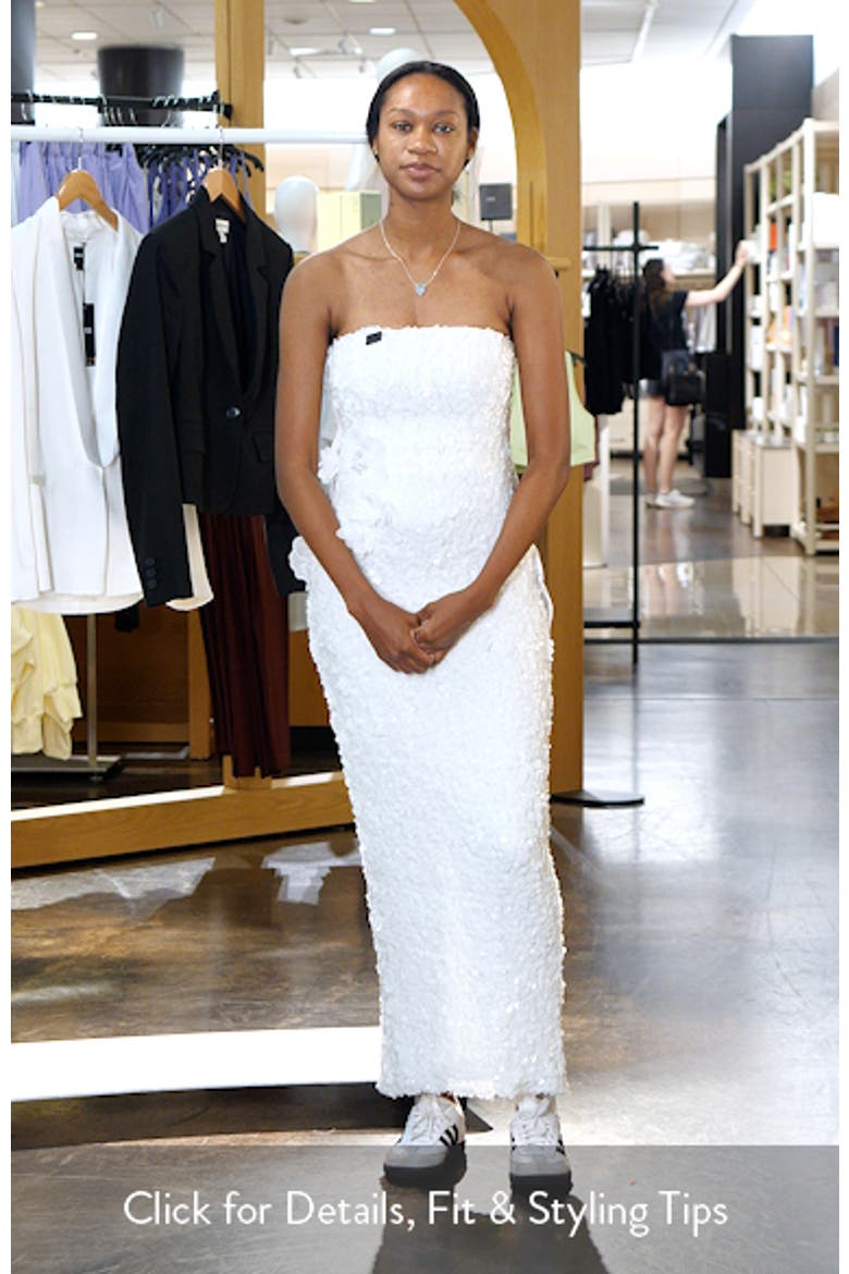 Izza Floral Appliqué Sequin Strapless Gown video