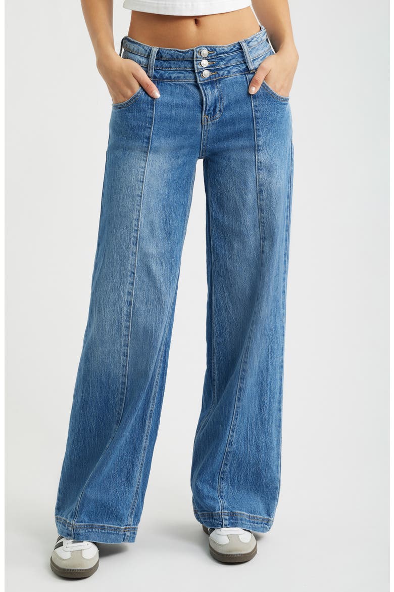 Bella Wide Leg Triple Waist Jeans, Main, color, MEDIUM BLUE