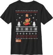 NINTENDO Boys' Mario Ugly Christmas Sweater Short Sleeve Graphic T-Shirt
