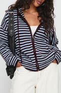 Princess Polly Brienna Oversize Stripe Zip Hoodie