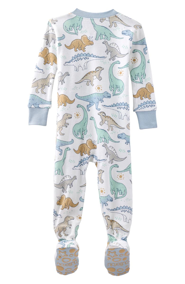 BUTTERBLU Cruz One-Piece Organic Cotton Footie Pajamas, Alternate, color, Rawr-Some