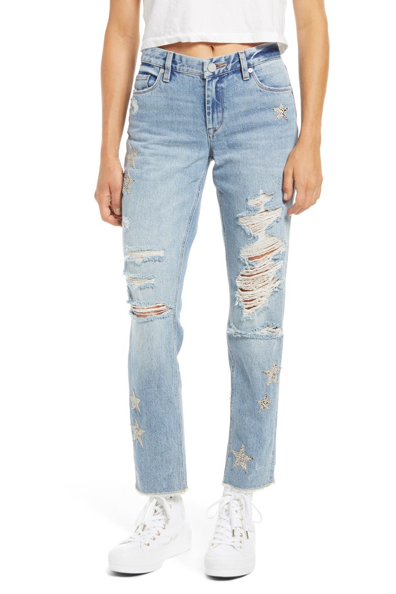 Snake Star Patch Crop Jeans, Main, color, STAR CHILD