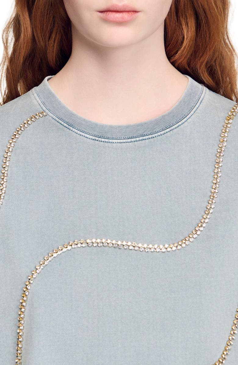 SANDRO Rhinestone T-shirt, Alternate, color, Grey