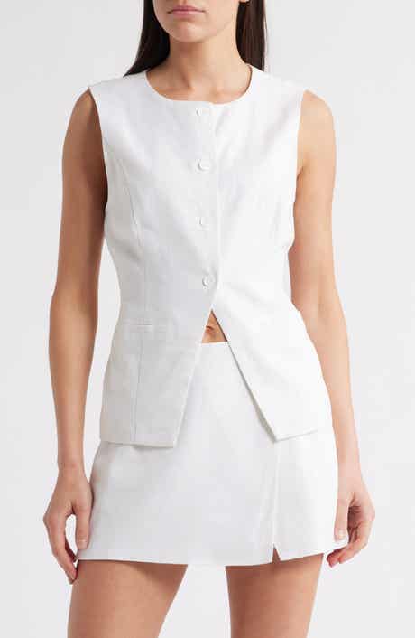 Steve Madden Wesley Linen Blend Button-Up Vest