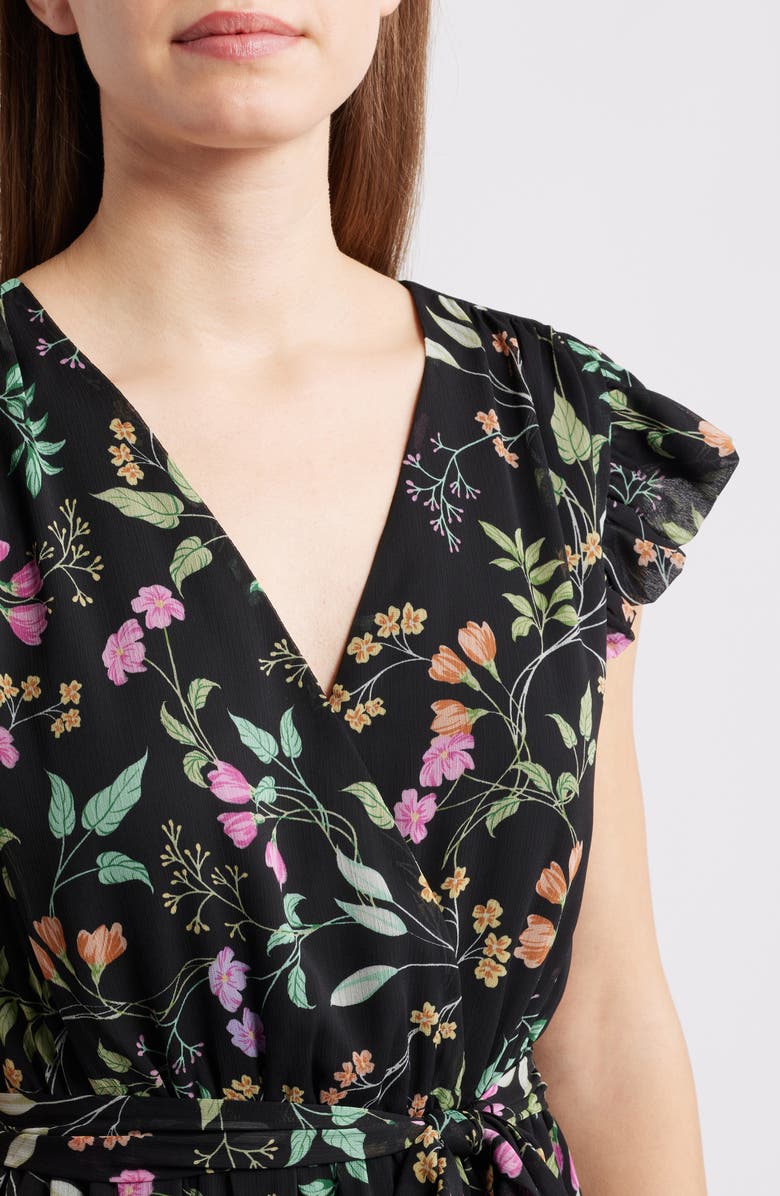 Sam Edelman Floral Print Flutter Sleeve Maxi Dress, Alternate, color, 