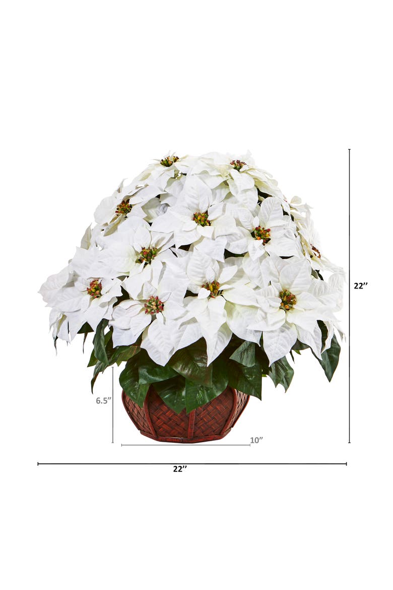 Poinsettia Artificial Arrangement in Decorative Planter, Alternate, color, White