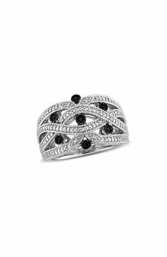 Black and White Diamond Crisscross Ring