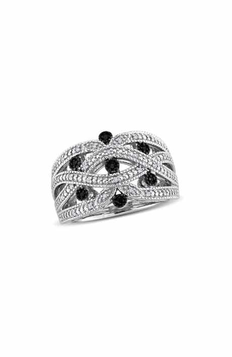 Black and White Diamond Crisscross Ring