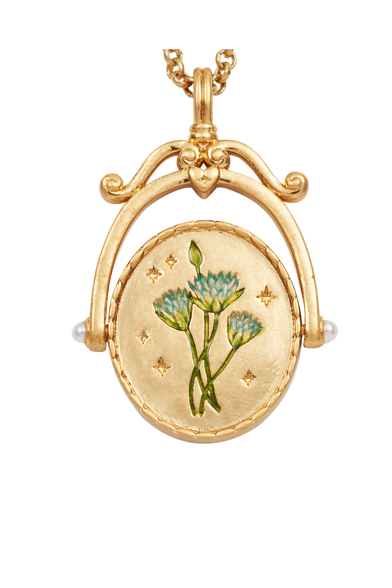 W Initial Water Lily Gold Spinner Chain Necklace, Alternate, color, Gold