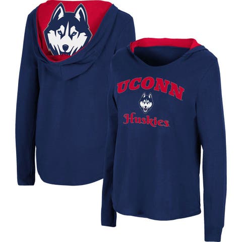 Women's Colosseum Navy UConn Huskies Catalina Hoodie Long Sleeve T-Shirt