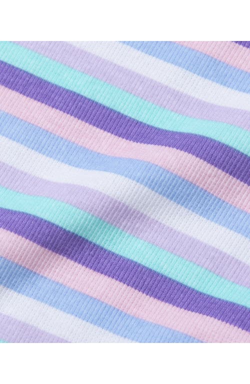 Lands' End Girls Short Sleeve Ribbed Henley T-shirt In Lilac Stripe