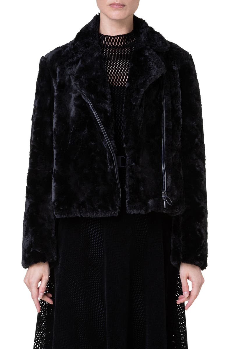 Akris punto Faux Fur Moto Jacket, Main, color,