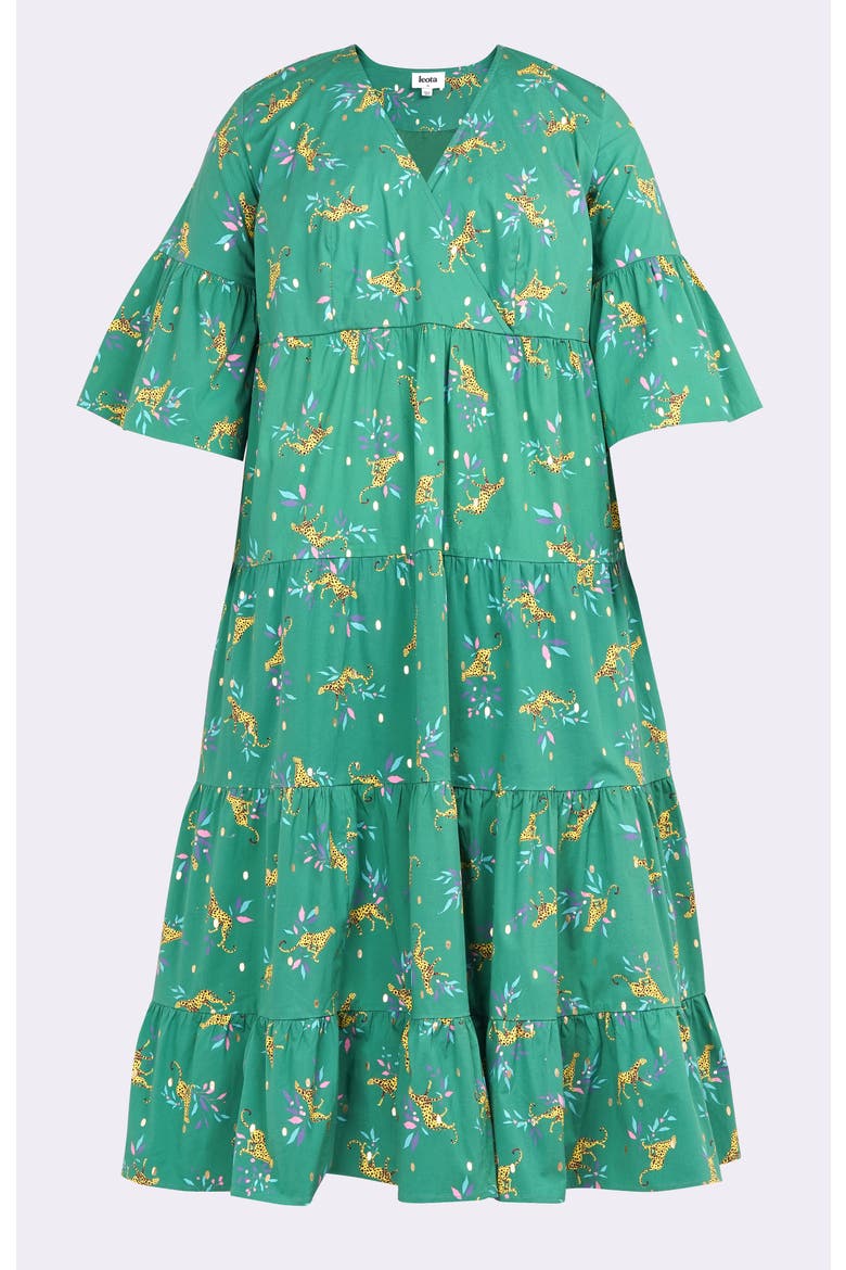 Sariah Poplin Maxi Dress, Alternate, color, Lucky Cheetah Verdant Green