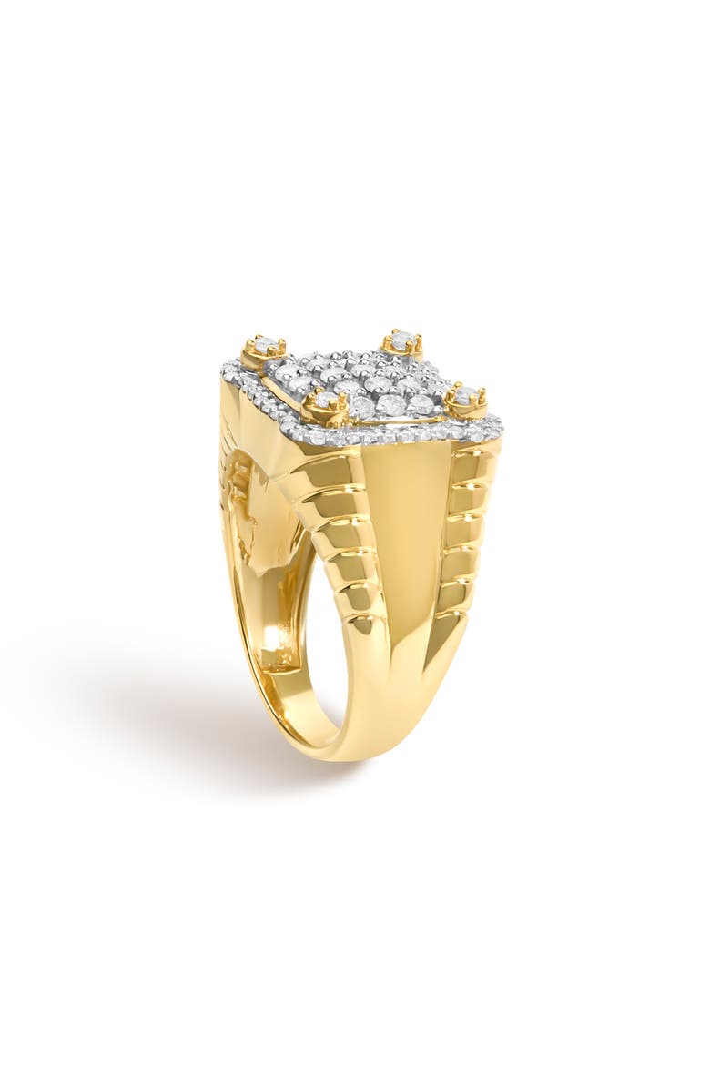 Men's 14K Yellow Gold Plated Sterling Silver 1.0 Cttw Diamond Square Motif Band Ring, Alternate, color, Yellow Gold over Silver
