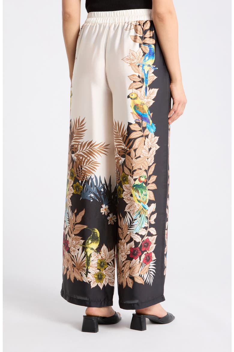 Tropical Print Side Border Wide Leg Pants, Alternate, color, JUNGLE BIRD PRINT