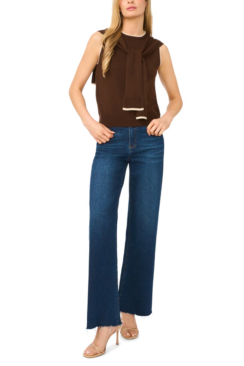 Front Tie Sleeveless Sweater, Alternate, color, SWEET BROWN