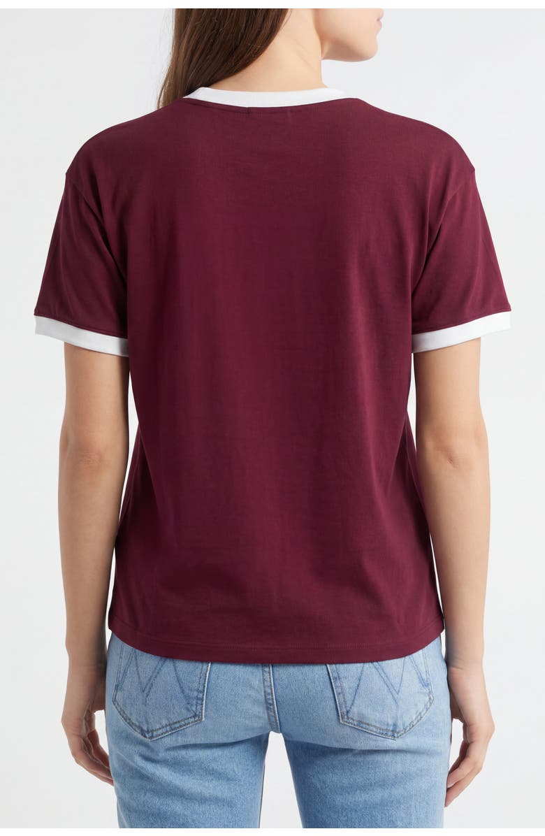 Solomon & Sage Regular Fit Contrast Trim Ringer Cotton T-Shirt, Alternate, color, Burgundy