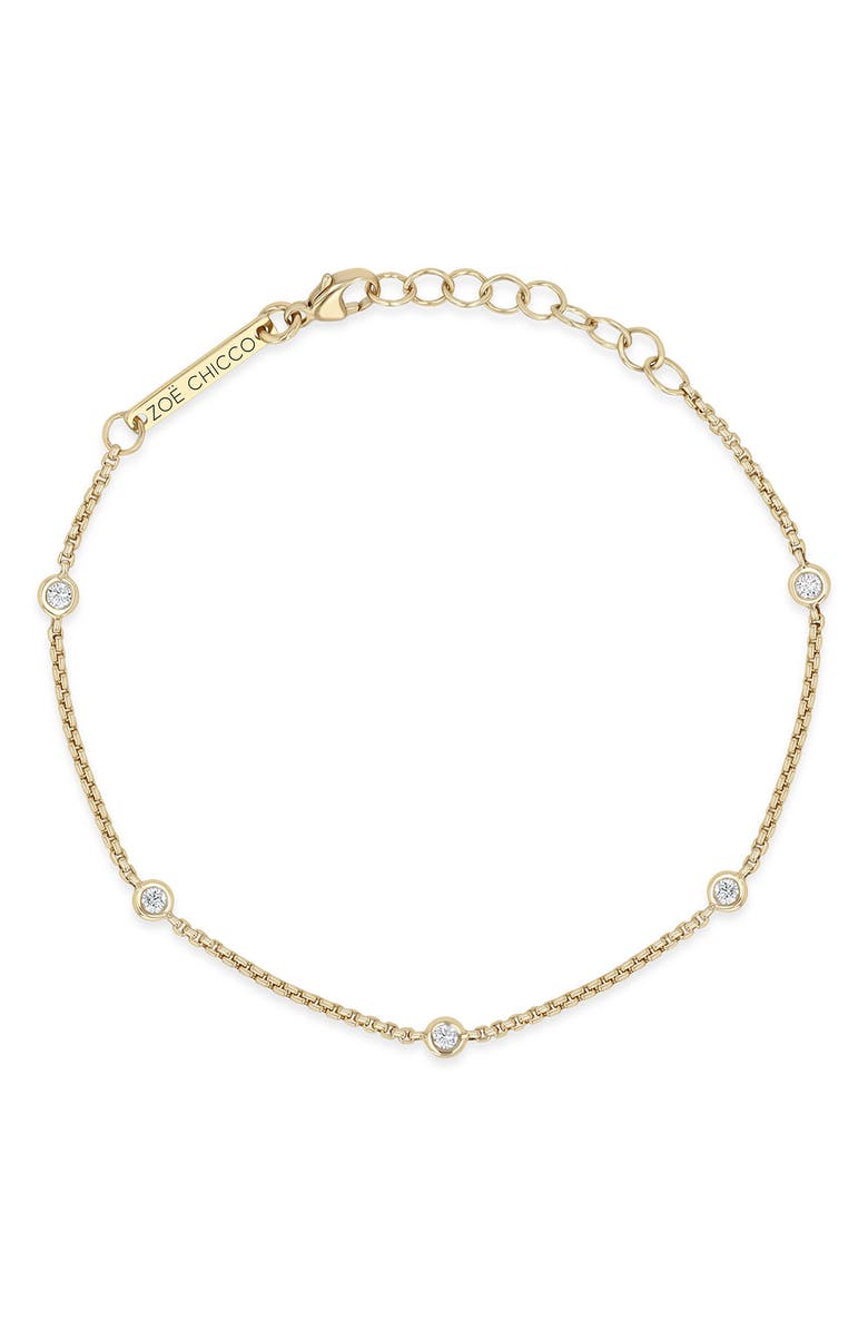 Zoë Chicco Diamond Station Box Chain Bracelet, Alternate, color, 14K Yellow Gold