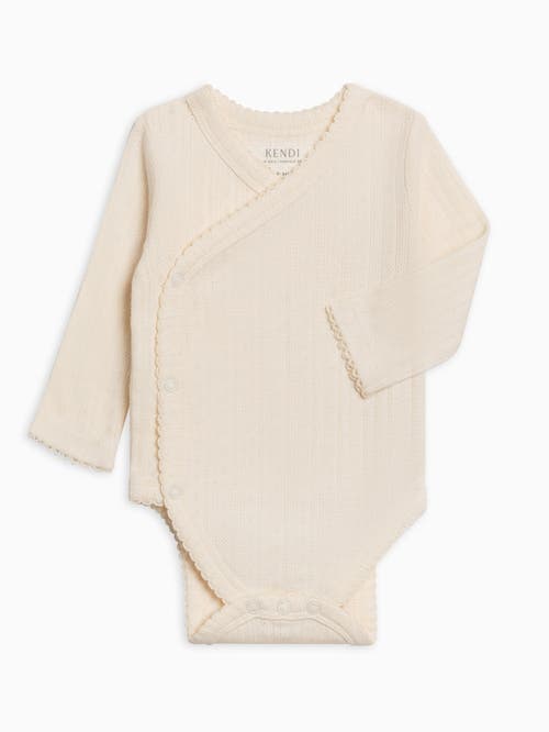 Kendi Hilda Pointelle Kimono Bodysuit In White