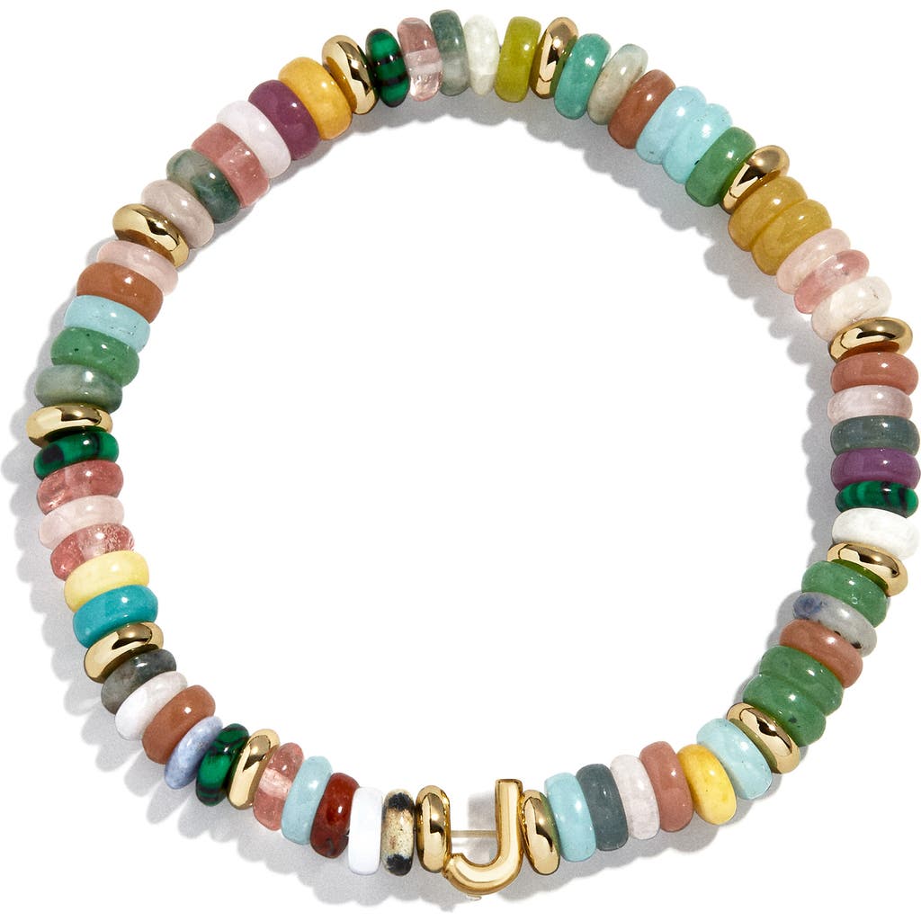 Baublebar Amaris Semiprecious Initial Beaded Stretch Bracelet In Multi