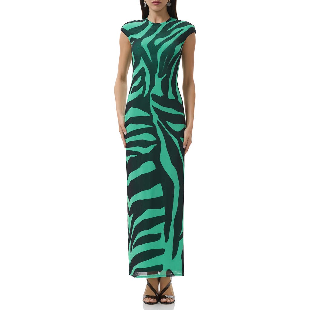 AFRM AFRM CODY PRINT CAP SLEEVE MESH MAXI DRESS