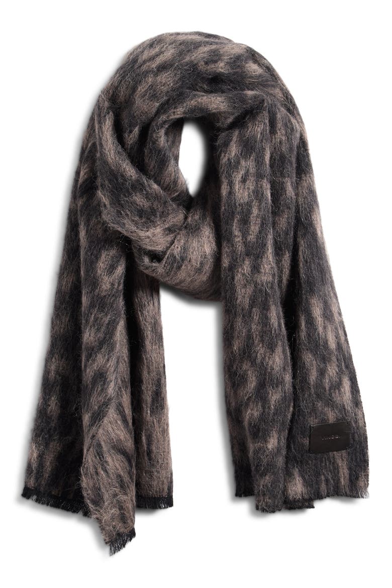 Brushed Wool & Alpaca Blend Scarf, Main, color, BLACK BROWN