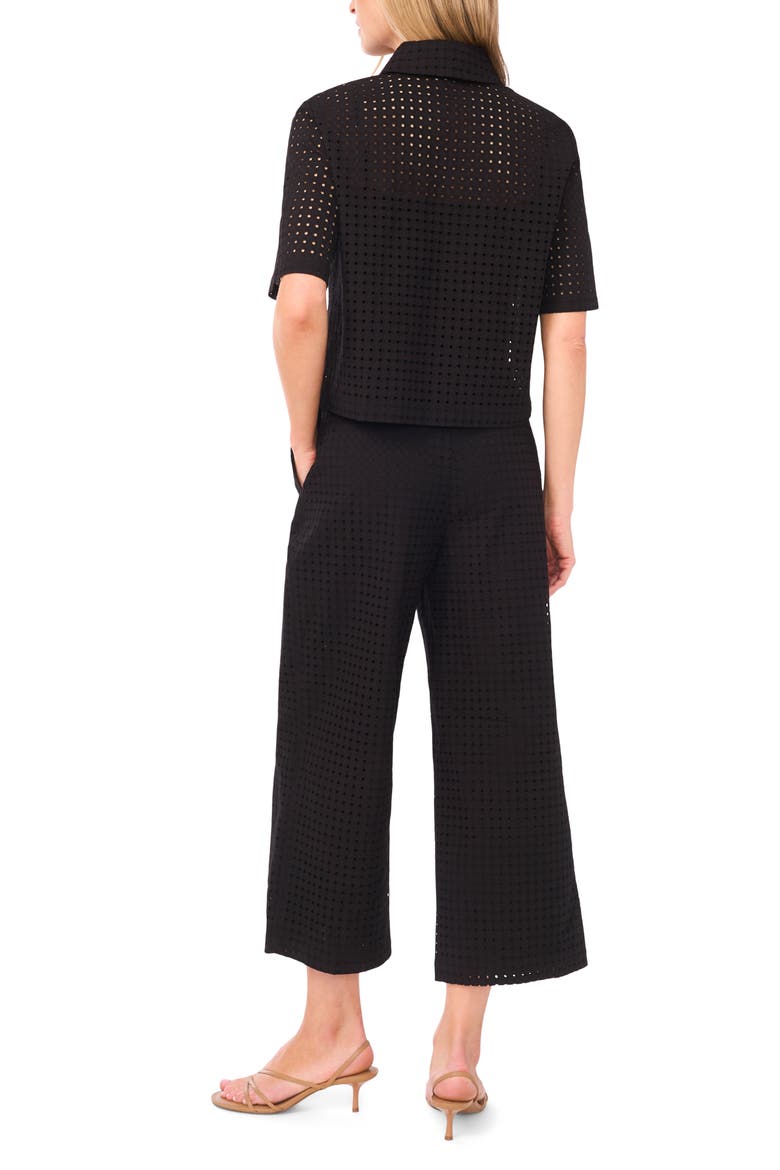 Eyelet Embroidery Woven Shirt, Alternate, color, RICH BLACK