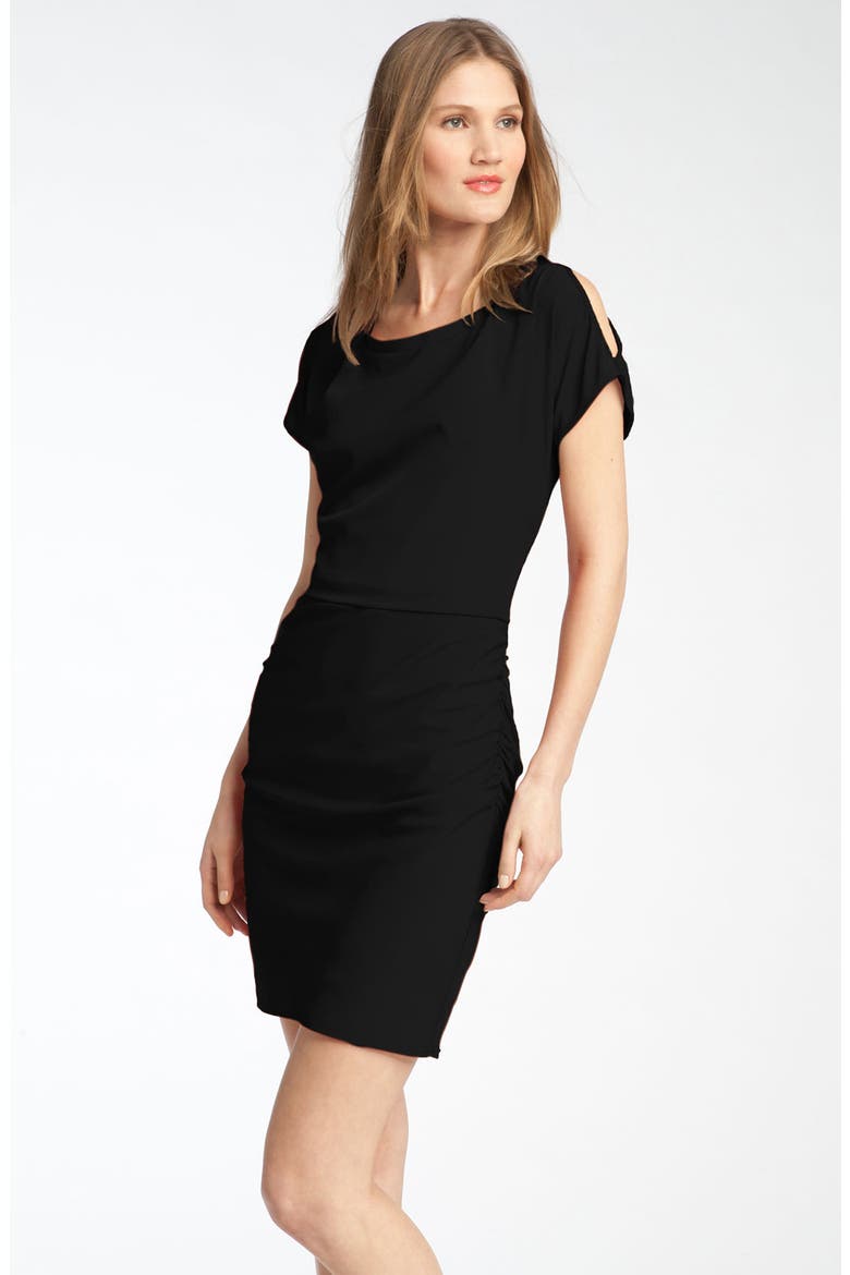 Split Sleeve Sheath Dress, Main, color, BLACK