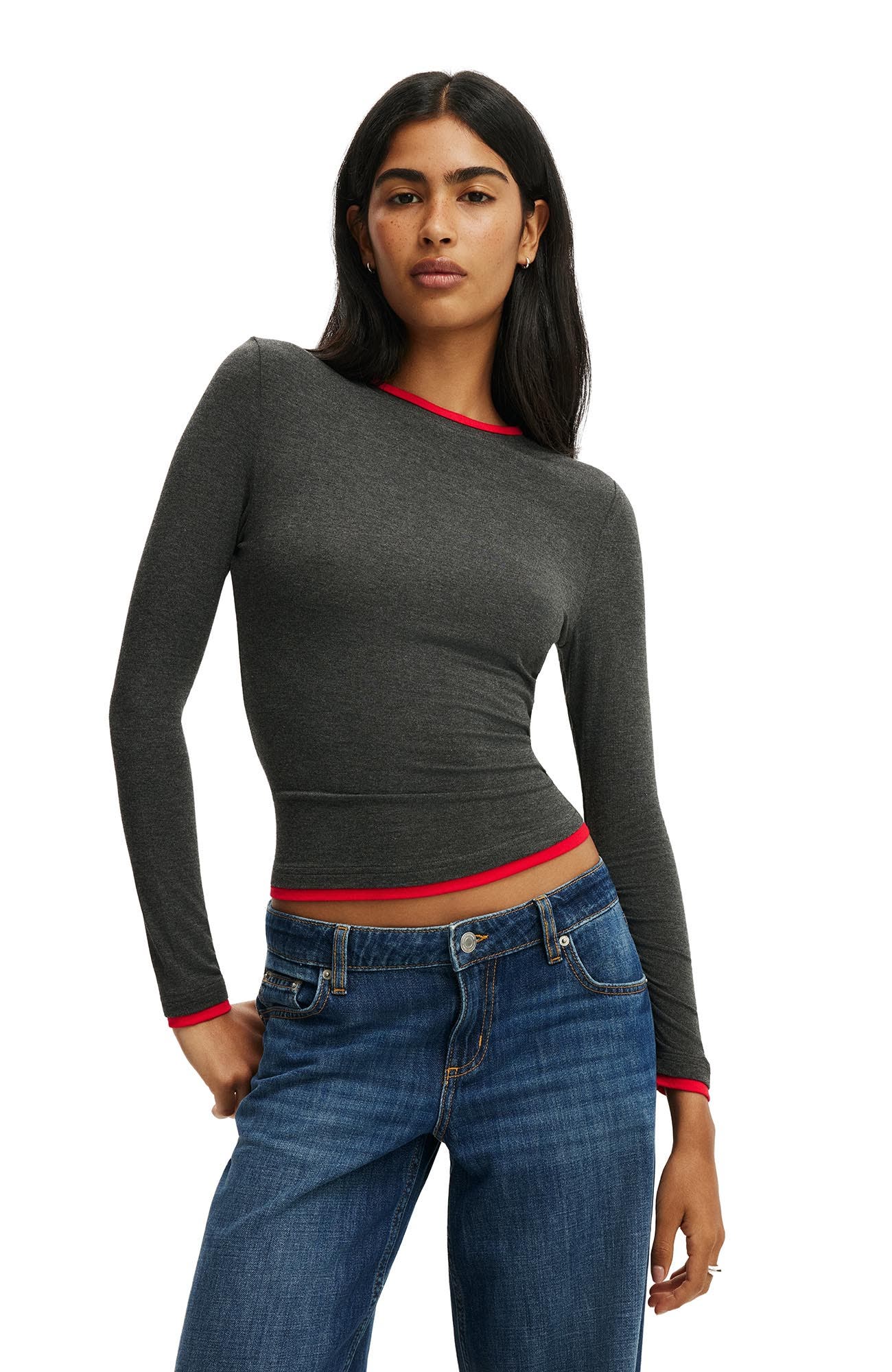 Charcoal Marle Red Petal